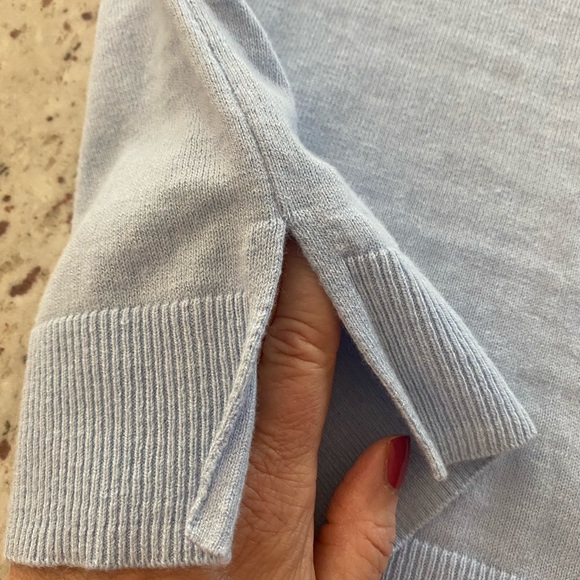 Bundle of 2, Old Navy crewneck sweaters, side slits, blue + blue stripe, Size M - Picture 10 of 11